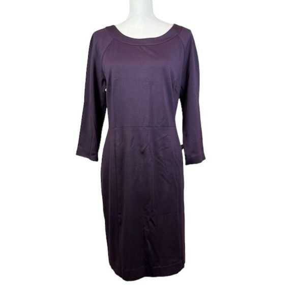 Banana Republic Deep Purple Dress Rayon Nylon Spandex Back Zip 14 - Picture 1 of 11